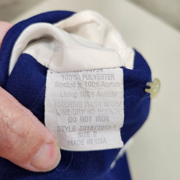 Vintage Toddler Girls Dress Coat Size 2 Navy Double Breasted Ruffles - Picture 3 of 8